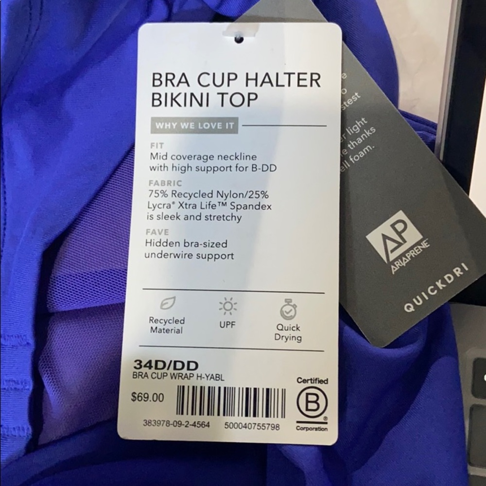 NWT Athleta Bra Cup Halter Bikini Swim Top | Yacht Blue - Picture 4 of 10